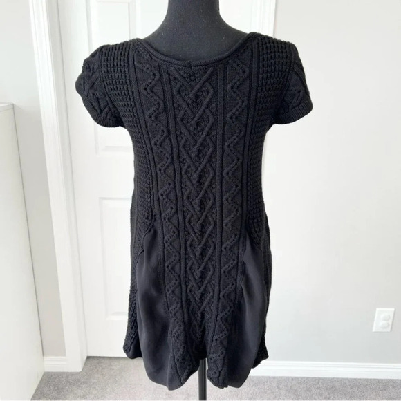 Crea Concept Pure Wool Cable Knit Flared Peplum Hem Short Sleeve Sweater - Picture 3 of 14
